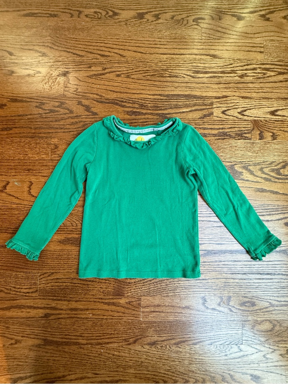 Mini Boden Green Ruffle Long-Sleeve Top 5-6 Years